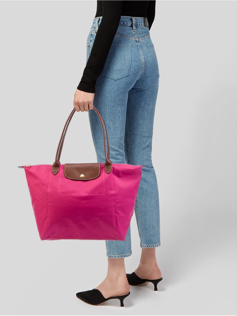 Longchamp Le Pliage Nylon Tote Bag Folded Shoulder Bag Pink